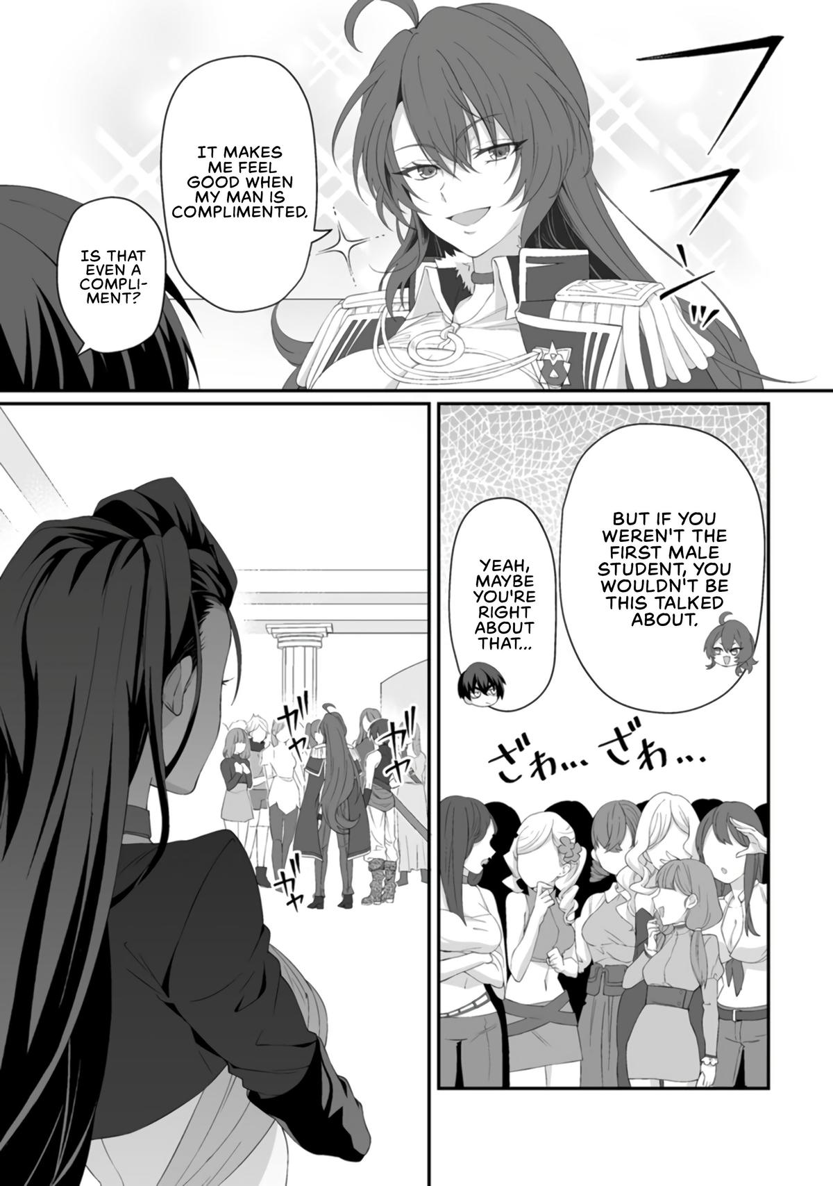 Teisou Gyakuten Sekai de Yuiitsu no Otoko Kishi no Ore, Onna Kishi Gakuen ni Nyuugaku Shitara Nazeka Eiyou Atsukai Sareta: Zetsurin Skill de Harem Musou Chapter 4 - Page 13