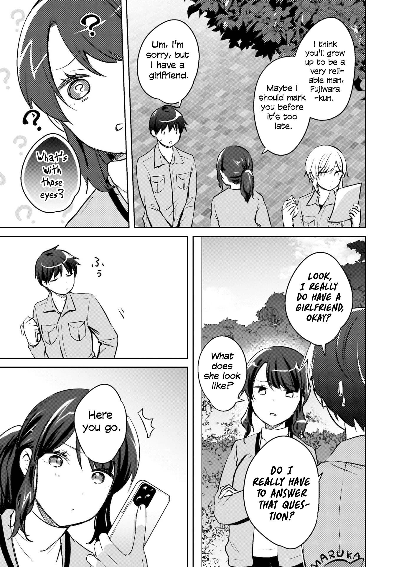 The gal is sitting behind me, and loves me. Chapter 18 - Page 16