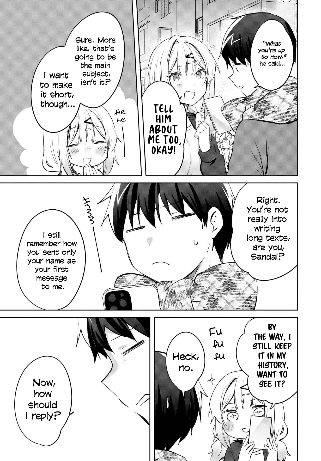 The gal is sitting behind me, and loves me. Chapter 19 - Page 14